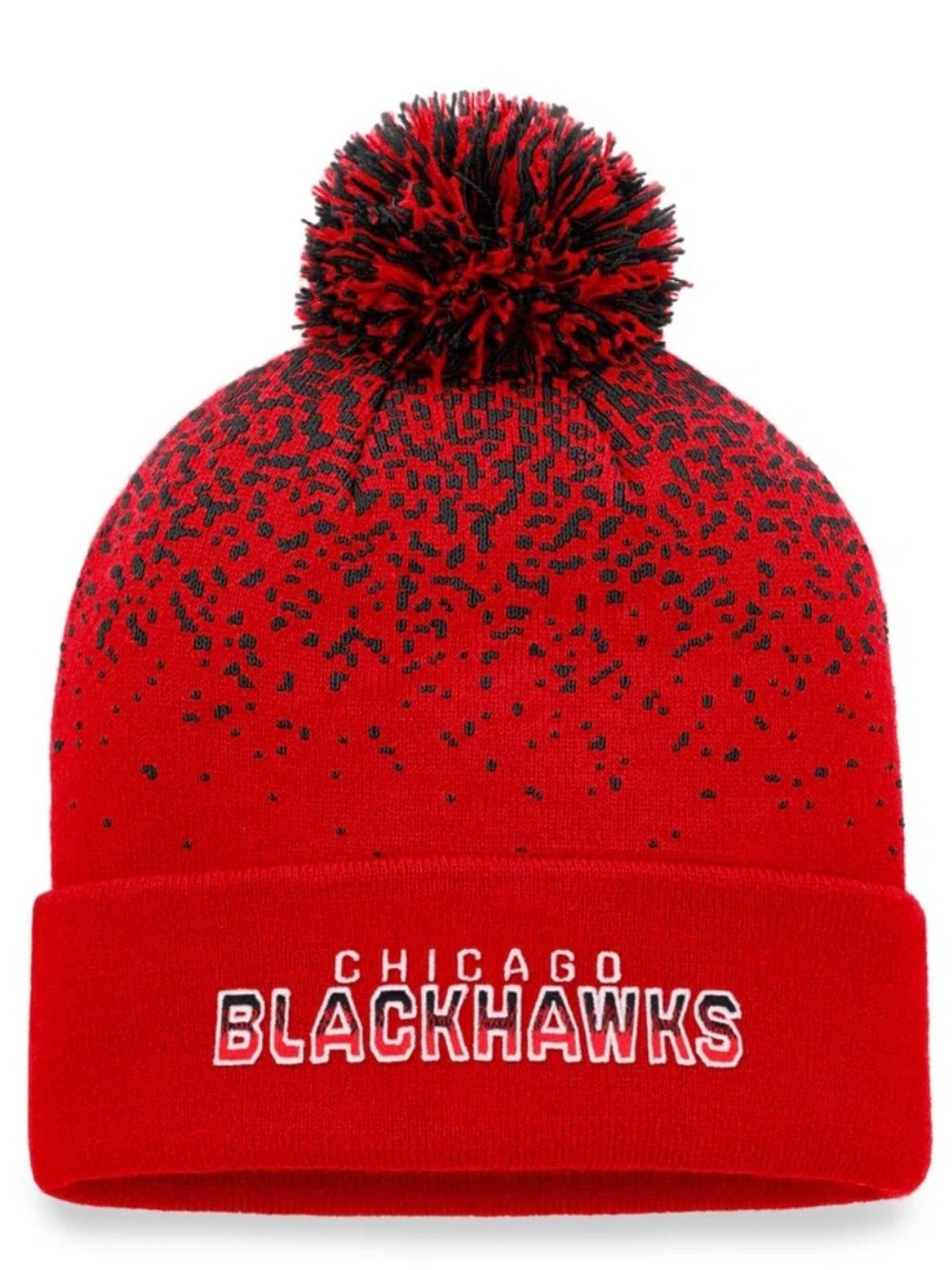 Chicago Blackhawks Fanatics Iconic Gradient Cuffed Knit Hat with Pom NWT